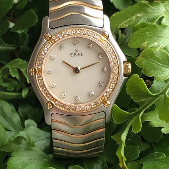 EBEL Wave Diamond 2 Tone Bracelet 18K YG/SS Watch - Picture 3 of 16